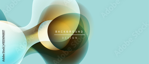 Abstract fluid shapes, gold, teal hues blend. Modern design element, smooth gradients create dynamic visual impact. Background texture.