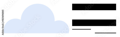 Light blue cloud paired with bold horizontal black lines suggesting cloud storage, data backup, file sharing, and digital organization. Ideal for technology, connectivity, efficiency, communication