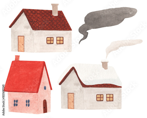 심플 수채화 작은 집