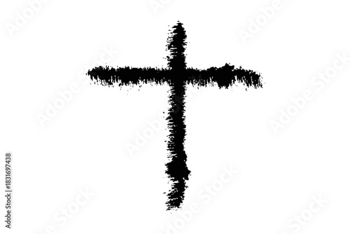 Christian cross vector. Black blotted cross. Vector illustration