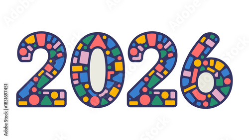 Colorful Year 2026 Illustration: A vibrant and creatively designed illustration of the year 2026. This artistic image signifies a time for new beginnings, growth, and optimism.