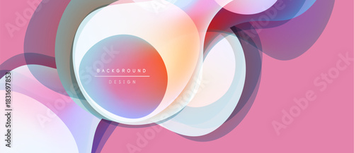 Abstract design features overlapping circles, gradients. Pink hues dominate composition, creating modern aesthetic. Text reads background design.