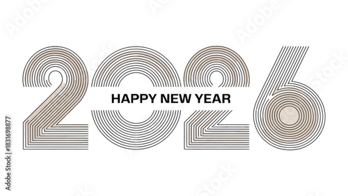 New Year 2026: Elegant, modern design for the upcoming year's celebration, with artistic typography and a message of joy and new beginnings.