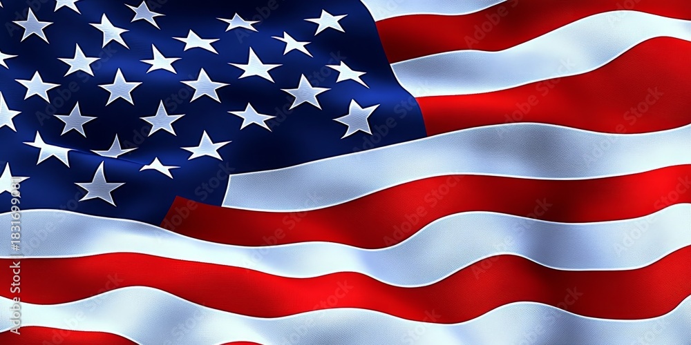 Fototapeta premium Vibrant American Flag Waves with Stripes and Stars, Symbolizing Patriotism, Freedom, and Unity