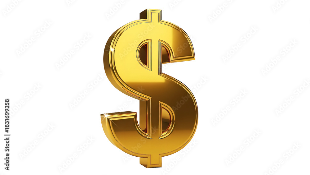 Fototapeta premium Golden dollar sign shines brightly against a symbolizing wealth finance and the american economy perfect for financial illustrations on transparent background