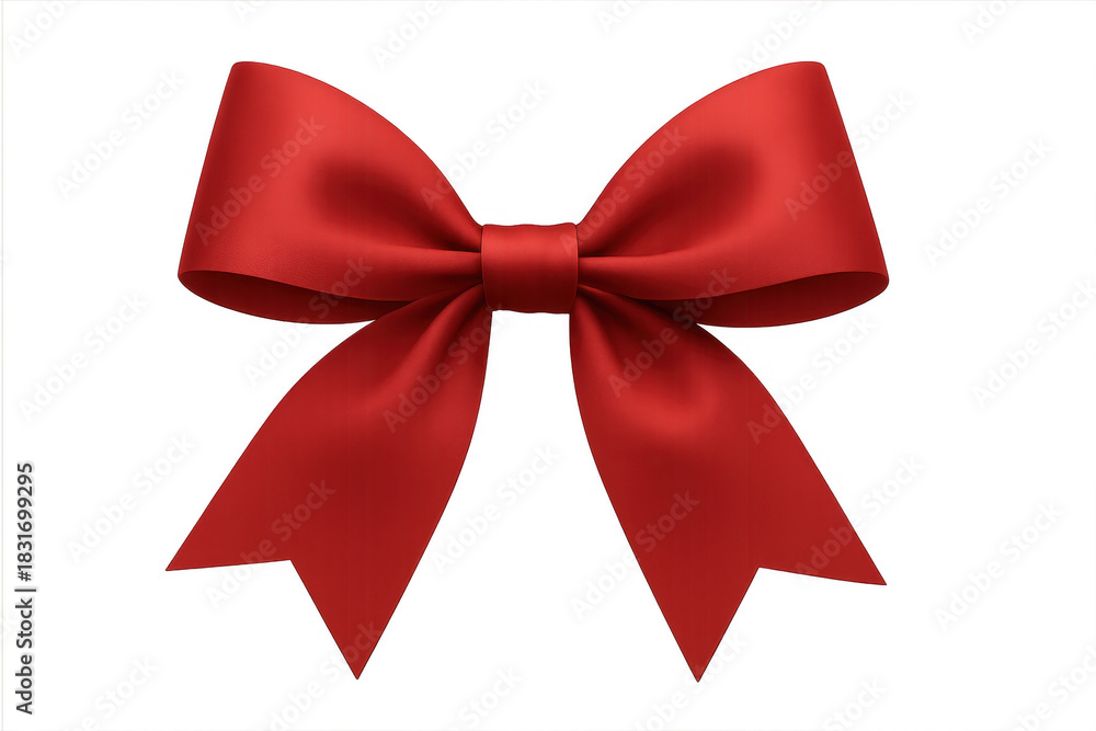Naklejka premium Red satin bow decoration with transparent background