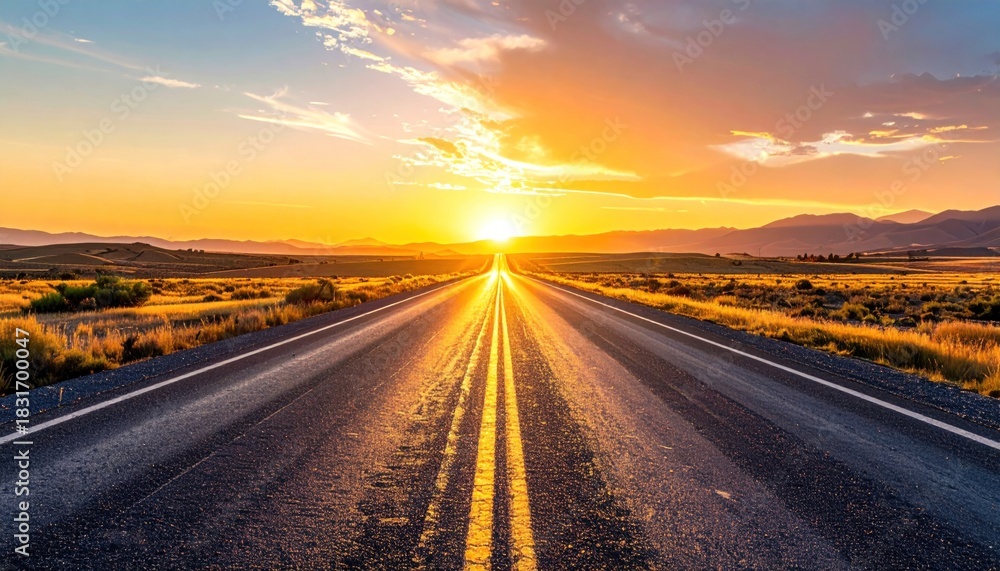 Naklejka premium Road to sunset.