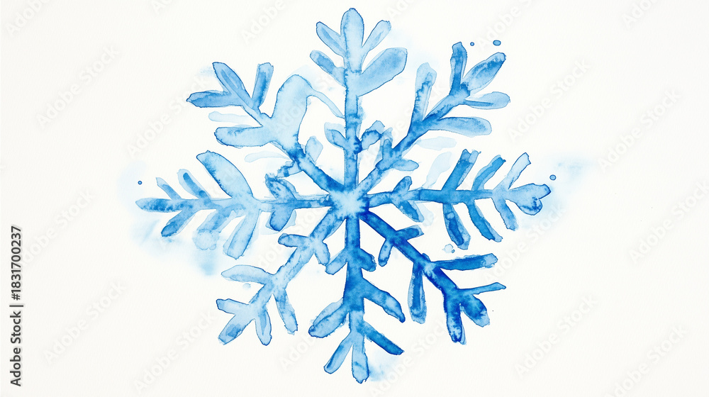 Obraz premium Watercolor snowflake. Christmas and New Year theme in watercolor