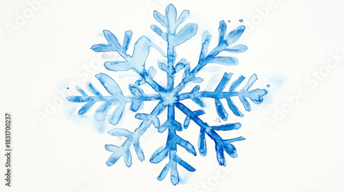 Watercolor snowflake. Christmas and New Year theme in watercolor