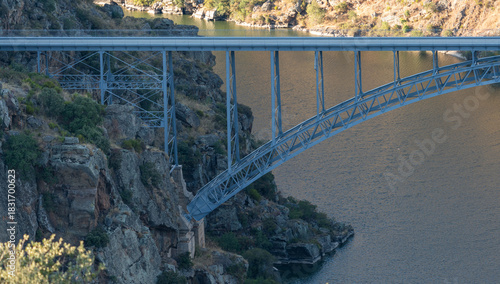 Majestic Steel Bridge Spanning Rocky Canyon River