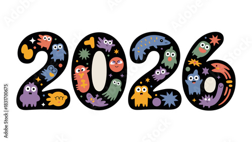 Cheerful 2026: The New Year, rendered in a charming style with playful characters, offers a bright outlook on the horizon.