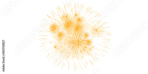 Golden firework texture, thin stroke lines. Isolated png illustration, transparent background. Design for overlay, montage, texture. Happy new year concept.	

