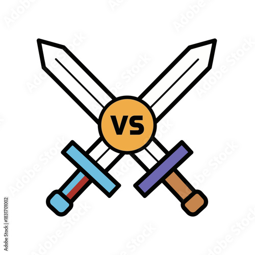 Two Crossed Swords With VS Symbol Between Them.