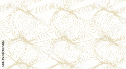 Intricate woven abstract pattern featuring delicate flowing lines in a soft beige palette for
