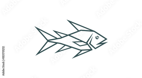 Minimalist geometric illustration of a fish created with sharp lines and angles emphasizing