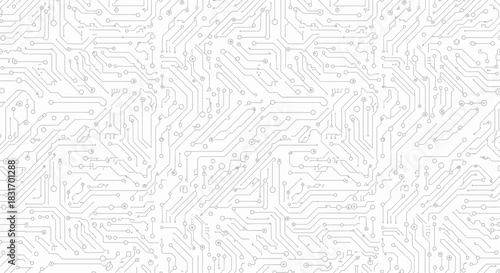 Futuristic Circuit Board Pattern with Abstract Electronic Pathways and Connecting Nodes