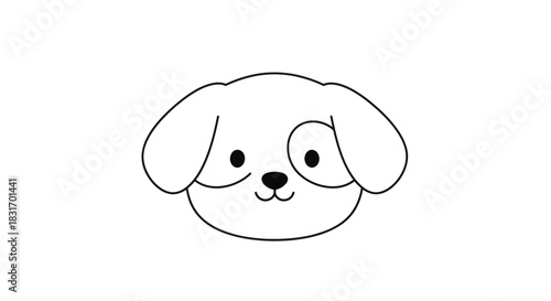 Cute and Simple Cartoon Drawing of a Small Dog with Floppy Ears and Friendly Expression