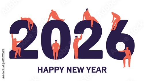 The New Year's Promise: A festive and stylized illustration shows the new year 2026, accompanied by the message Happy New Year, symbol of new beginnings and hope.