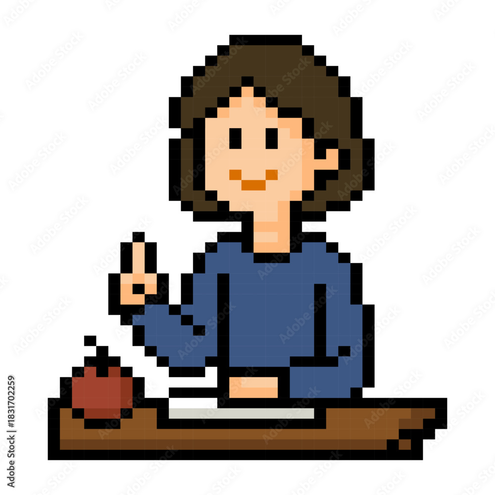 Fototapeta premium Girl Studying Pixel Art