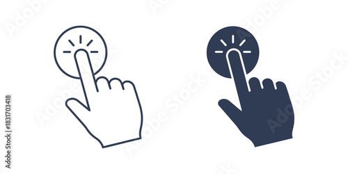 Hand gestures and touchscreen interaction icons for digital interfaces