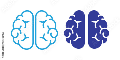 Collection of human brain icons for medical and science concepts