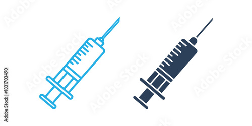 Medical syringe and vaccination healthcare icons for injection and healthcare services