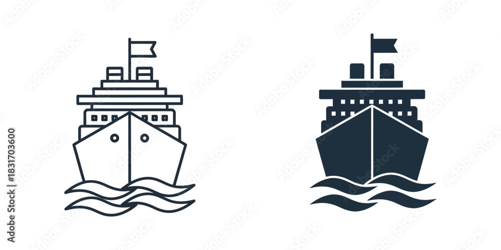 Naklejka premium Collection of cruise maritime and sea transport icons for design projects