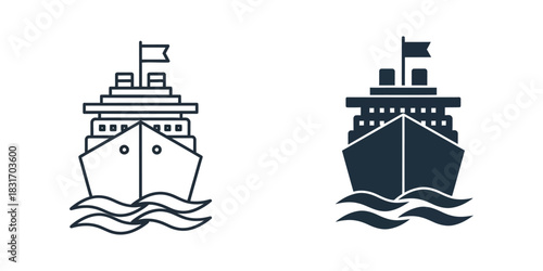 Collection of cruise maritime and sea transport icons for design projects