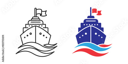 Collection of nautical vessel icons for marine and travel designs