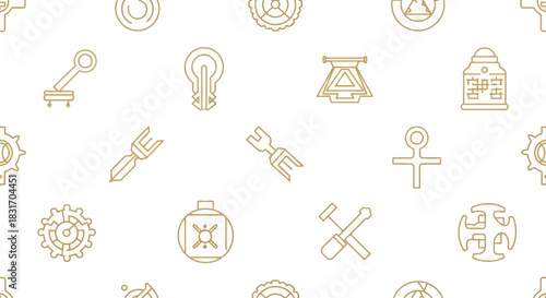 Minimalist Line Art Icons of Laboratory Equipment and Scientific Tools Collection for Scientific