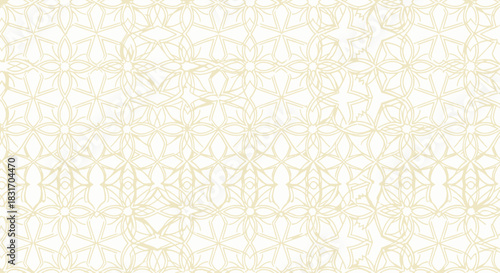 Elegant delicate geometric pattern featuring symmetrical interconnected lines and floral motifs in