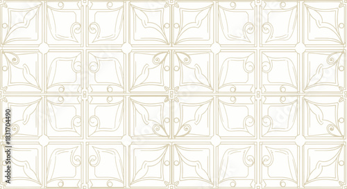 Seamless decorative tile pattern featuring intricate line art design in neutral tones for interior