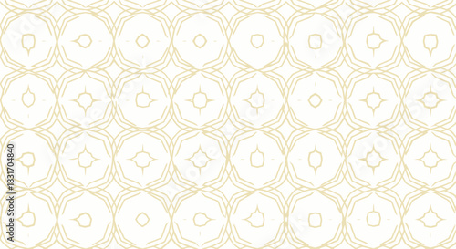 Elegant seamless pattern featuring intricate gold geometric motifs on a light background suitable