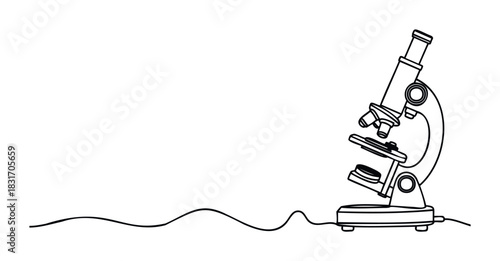Scientific microscope graphic symbol for laboratory research and education, perfect for science websites and presentations highlighting discovery