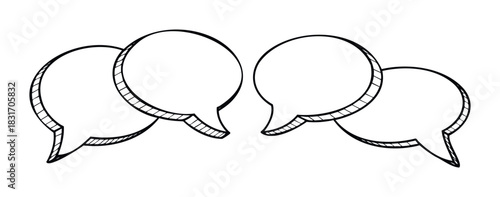 Hand drawn speech bubbles in conversation and communication concept for discussion and dialogue, perfect for text and messaging applications.