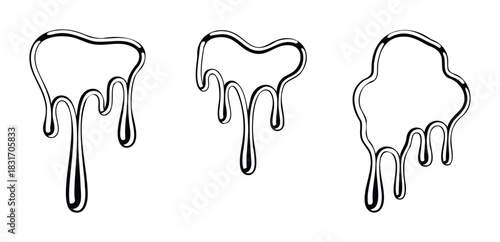Abstract fluid shapes with dripping effect, perfect for cosmetic, food, or abstract background applications, offering a liquid sensation and organic form.