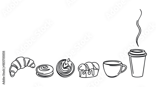 Enjoy a delicious pastry selection with a warm cup of coffee for breakfast or a delightful snack break anytime a sweet treat is desired.