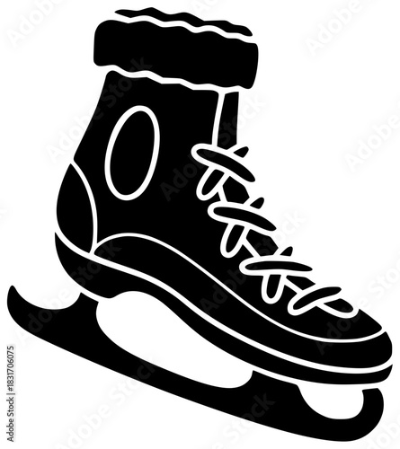 sport illustration winter silhouette rink logo ice icon skate outline activity skating active woman cold fun girl skater figure shape adults vector graphic background