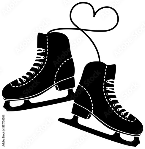 sport illustration winter silhouette rink logo ice icon skate outline activity skating active woman cold fun girl skater figure shape adults vector graphic background