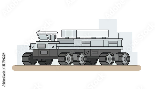 Heavy Duty All-Terrain Cargo Transport Vehicle Flat Design Illustration
