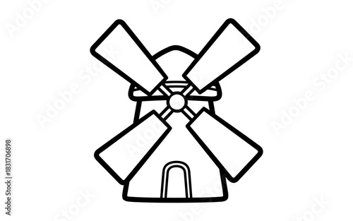 Simple windmill design with outline style blades for energy concepts