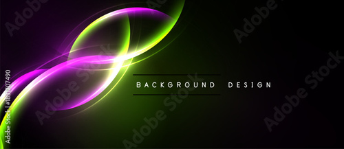 Abstract glowing lines, vibrant colors, dark background. Modern design element for digital projects, presentations. Smooth curves create dynamic visual effect.