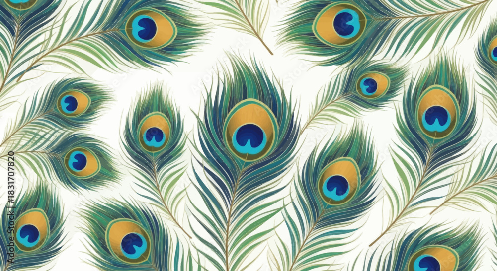 Obraz premium Vibrant peacock feathers with intricate eye patterns and rich coloration for nature inspired design