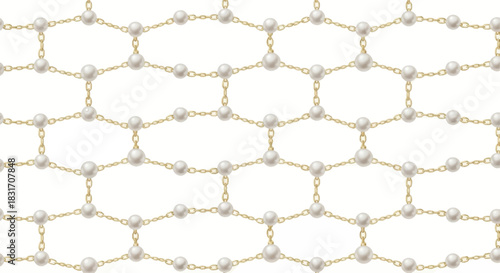 Elegant pearl necklace with gold chain links showcasing intricate design and classic beauty for