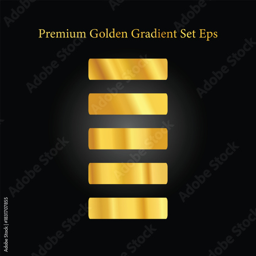 Golden gradients. Gold metallic shiny gradient effect