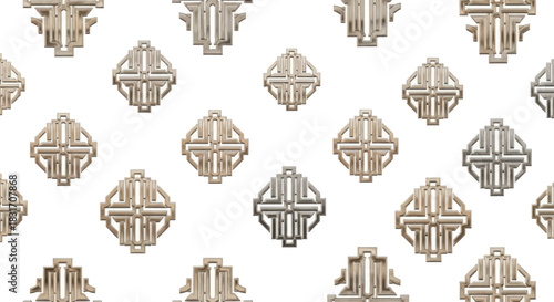 Intricate Art Deco Pattern Featuring Geometric Symmetry and Metallic Finish