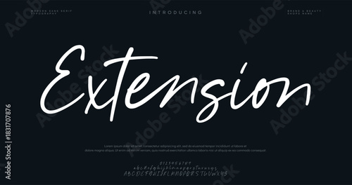 Lettering Minimal Fashion Designs. Elegant serif alphabet letters font and number. Typography fonts regular, typeface uppercase and lowercase.