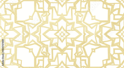 Intricate Golden Geometric Pattern Inspired by Traditional Arabesque Design for Artistic and