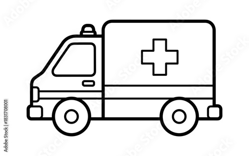 Wallpaper Mural Simple black and white line drawing of emergency ambulance side view Torontodigital.ca