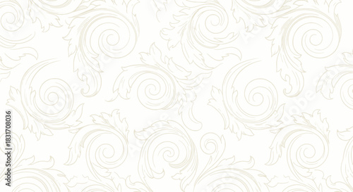 Elegant cream background with intricate swirling floral patterns for sophisticated design purposes